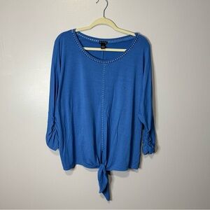 New Directions Blue Tie Front Blouse – Size 1X